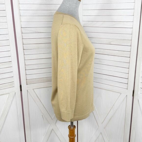 Talbots Zebra Head Crewneck Pullover Knit Top Sweater Tan Petite Large - Picture 4 of 14